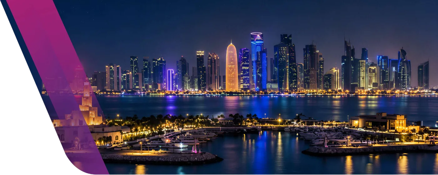 Doha skyline at night
